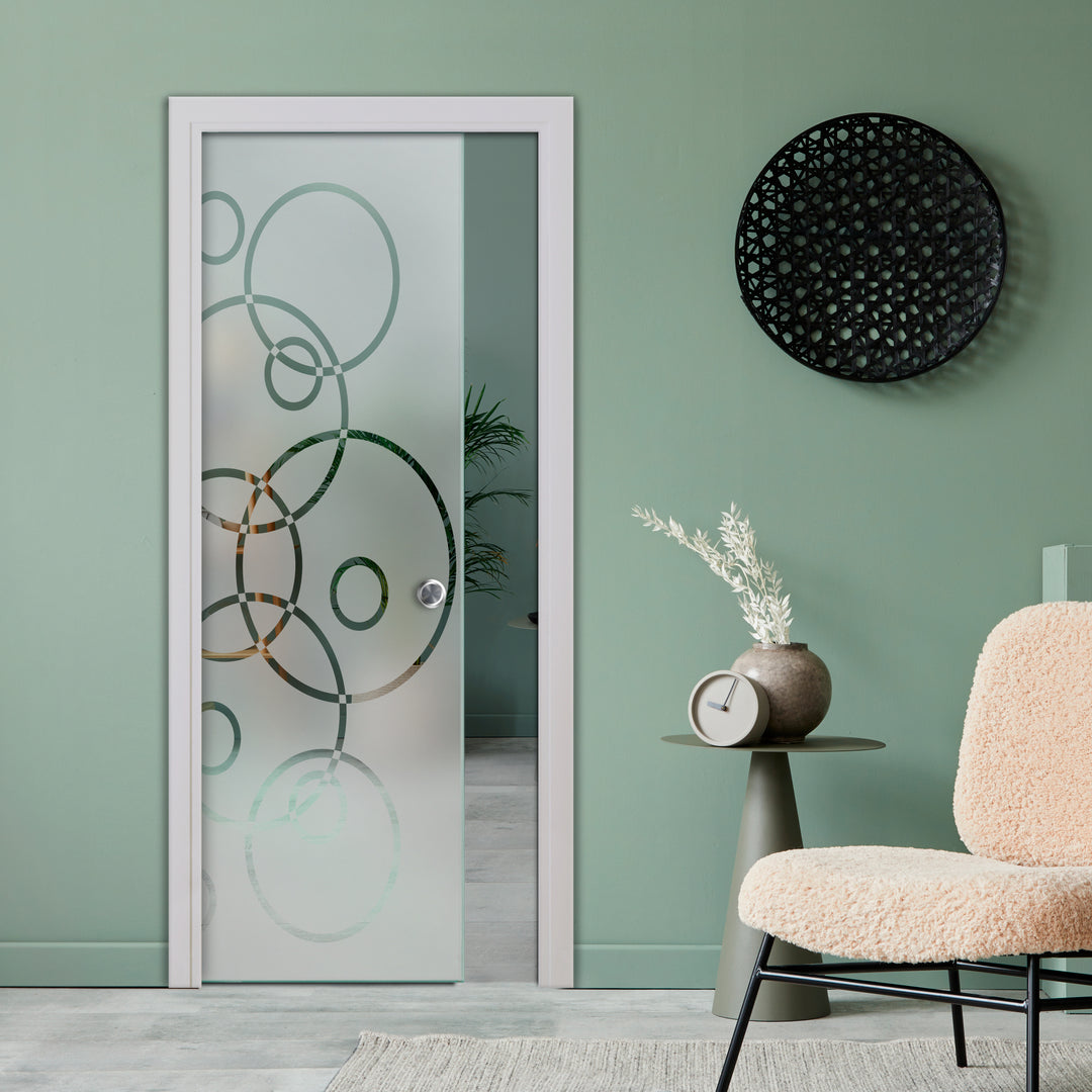32" x 80" (Ready to Ship) Pocket Sliding Glass Door with Frosted Design | Semi-Private | ++Liquidation Sale++ - DoorDiscounter