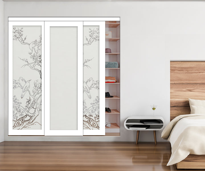 3 Leaf Mirror Effect Bypass Closet Door MEC3 - 0196 - DoorDiscounter