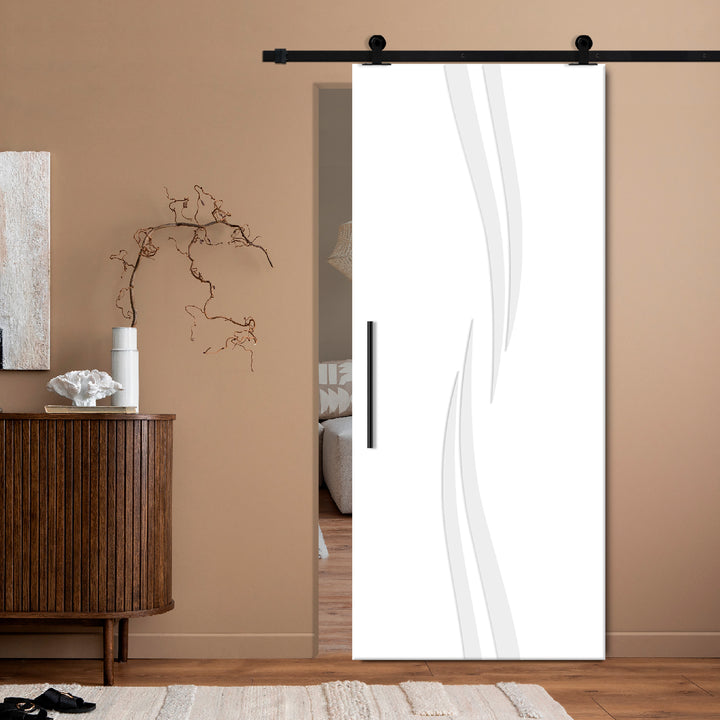 Modern Interior Flush Sliding Barn Door with CNC Router Design MICD - 1177 - DoorDiscounter
