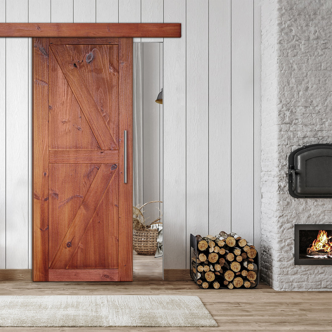 Rustic  Barn Door with Wire Brushed Pattern WBPD - 1099 - DoorDiscounter
