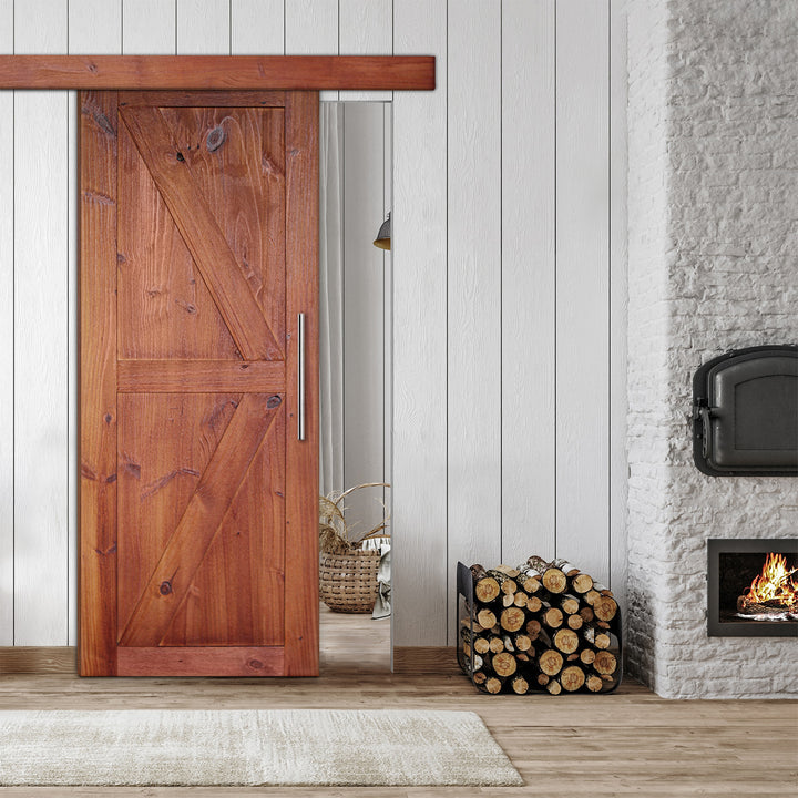 Rustic  Barn Door with Wire Brushed Pattern WBPD - 1099 - DoorDiscounter