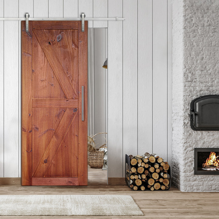 Rustic  Barn Door with Wire Brushed Pattern WBPD - 1099 - DoorDiscounter