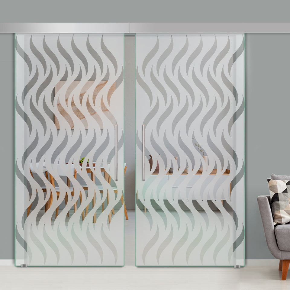 Double Sliding Glass Barn Door A100 SGB2 - 3735 - DoorDiscounter