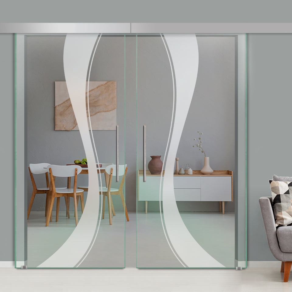 Double Sliding Glass Barn Door A100 SGB2 - 3736 - DoorDiscounter