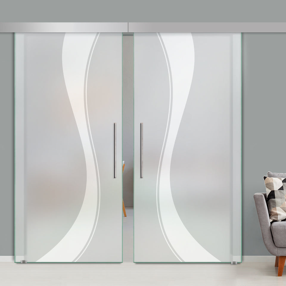 Double Sliding Glass Barn Door A100 SGB2 - 3736 - DoorDiscounter