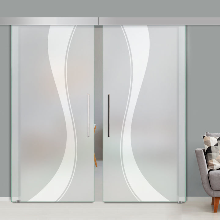 Double Sliding Glass Barn Door A100 SGB2 - 3736 - DoorDiscounter