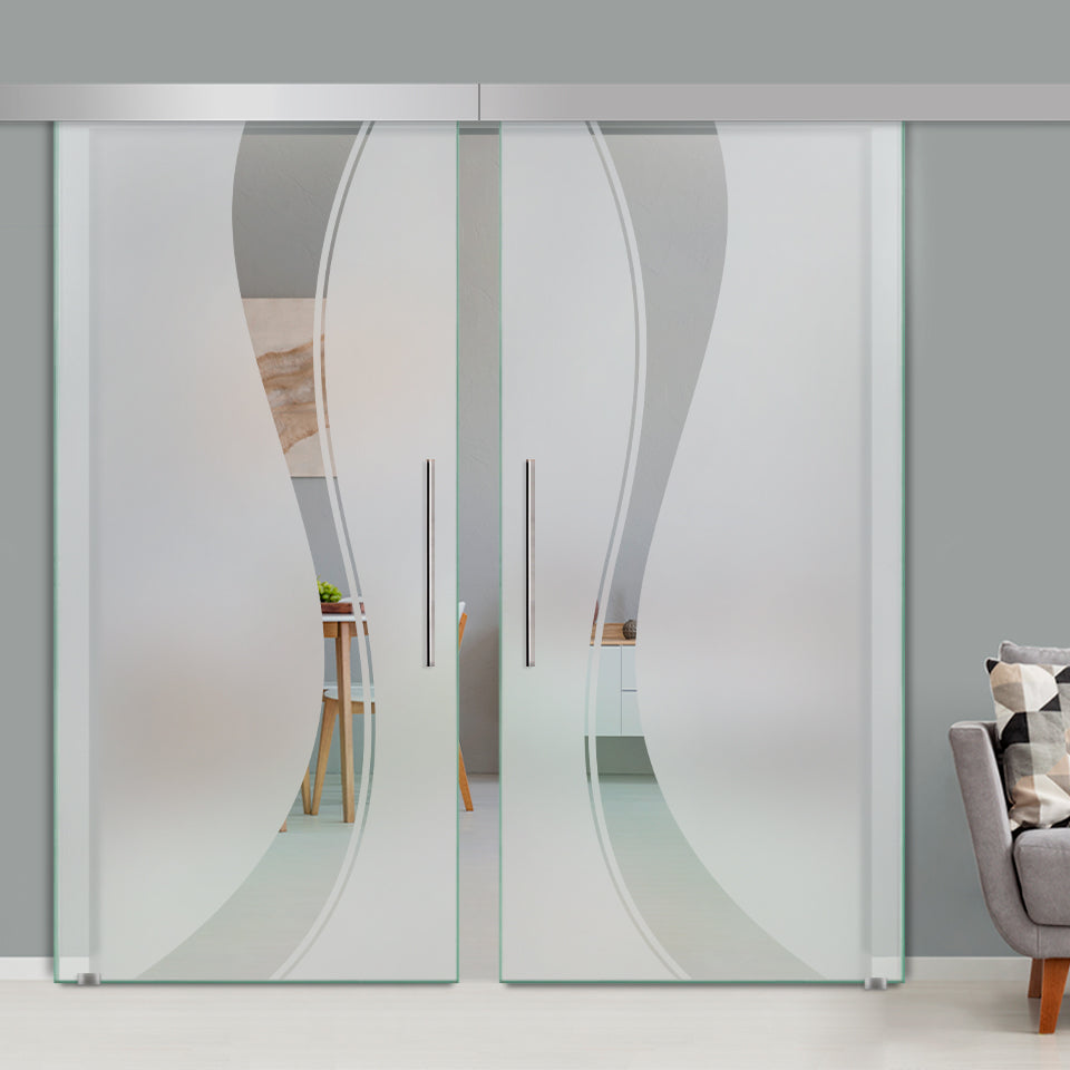 Double Sliding Glass Barn Door A100 SGB2 - 3736 - DoorDiscounter