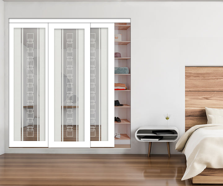 3 Leaf Mirror Effect Bypass Closet Door MEC3 - 0198 - DoorDiscounter