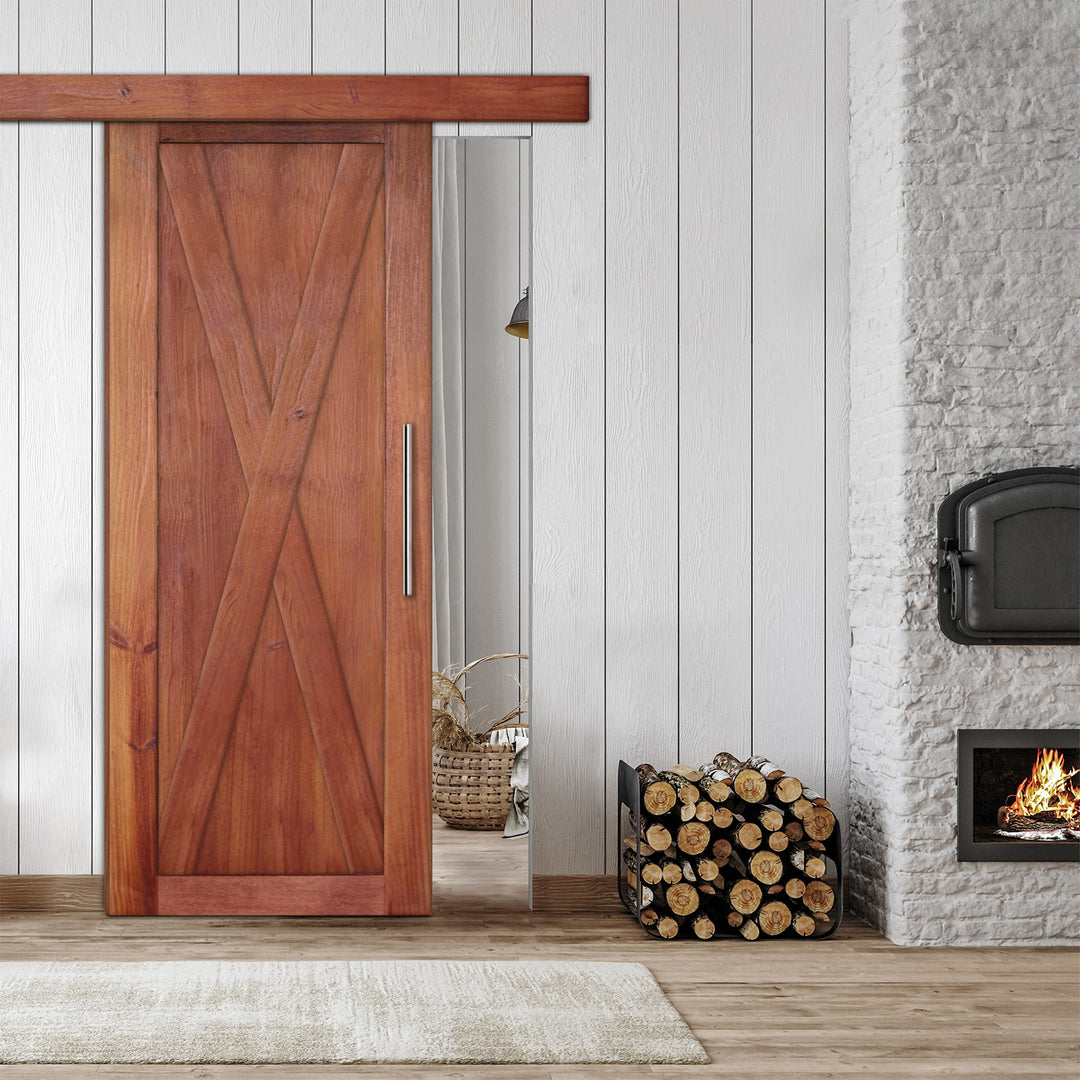 Rustic  Barn Door with Wire Brushed Pattern WBPD - 1066 - DoorDiscounter