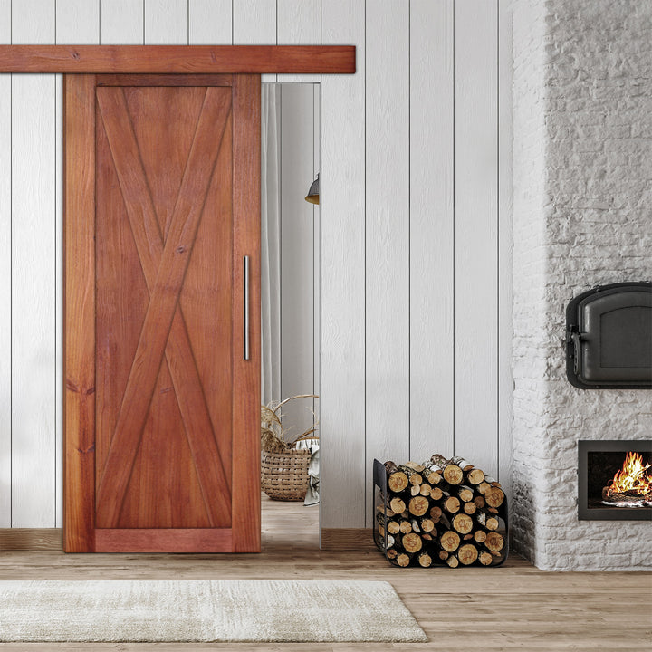 Rustic  Barn Door with Wire Brushed Pattern WBPD - 1066 - DoorDiscounter