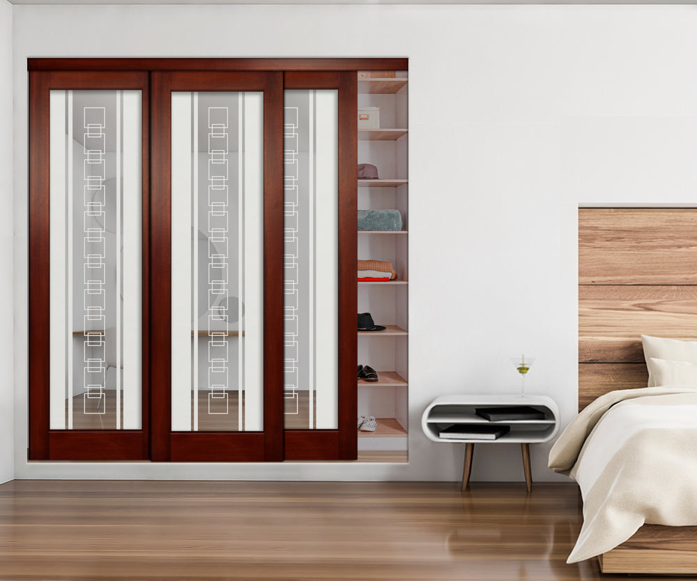 3 Leaf Mirror Effect Bypass Closet Door MEC3 - 0198 - DoorDiscounter
