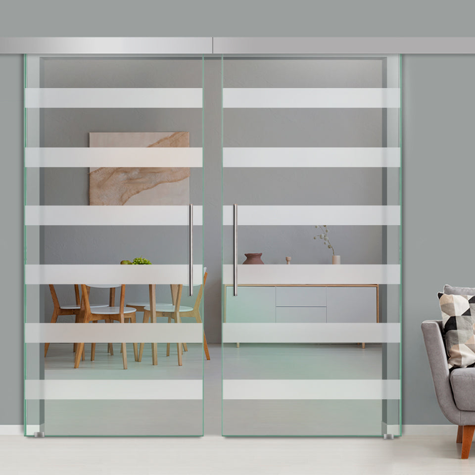 Double Sliding Glass Barn Door A100 SGB2 - 3737 - DoorDiscounter