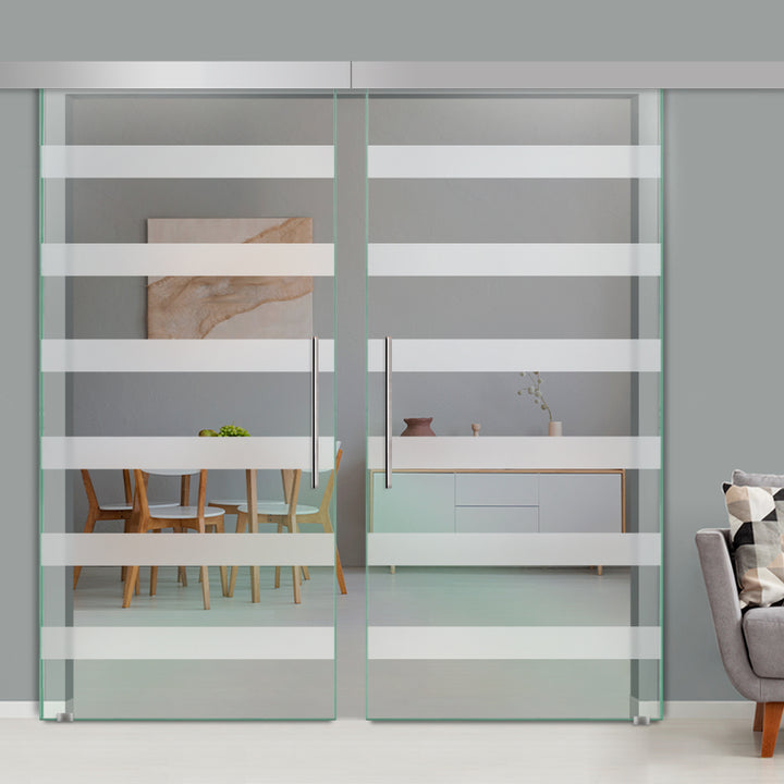 Double Sliding Glass Barn Door A100 SGB2 - 3737 - DoorDiscounter
