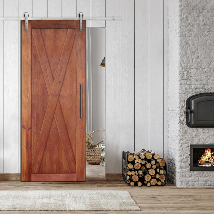 Rustic  Barn Door with Wire Brushed Pattern WBPD - 1066 - DoorDiscounter