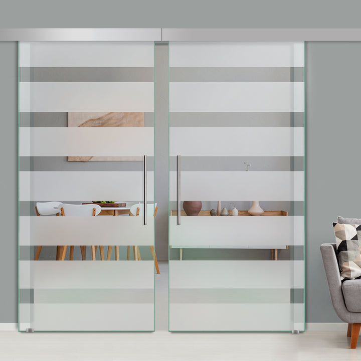 Double Sliding Glass Barn Door A100 SGB2 - 3737 - DoorDiscounter