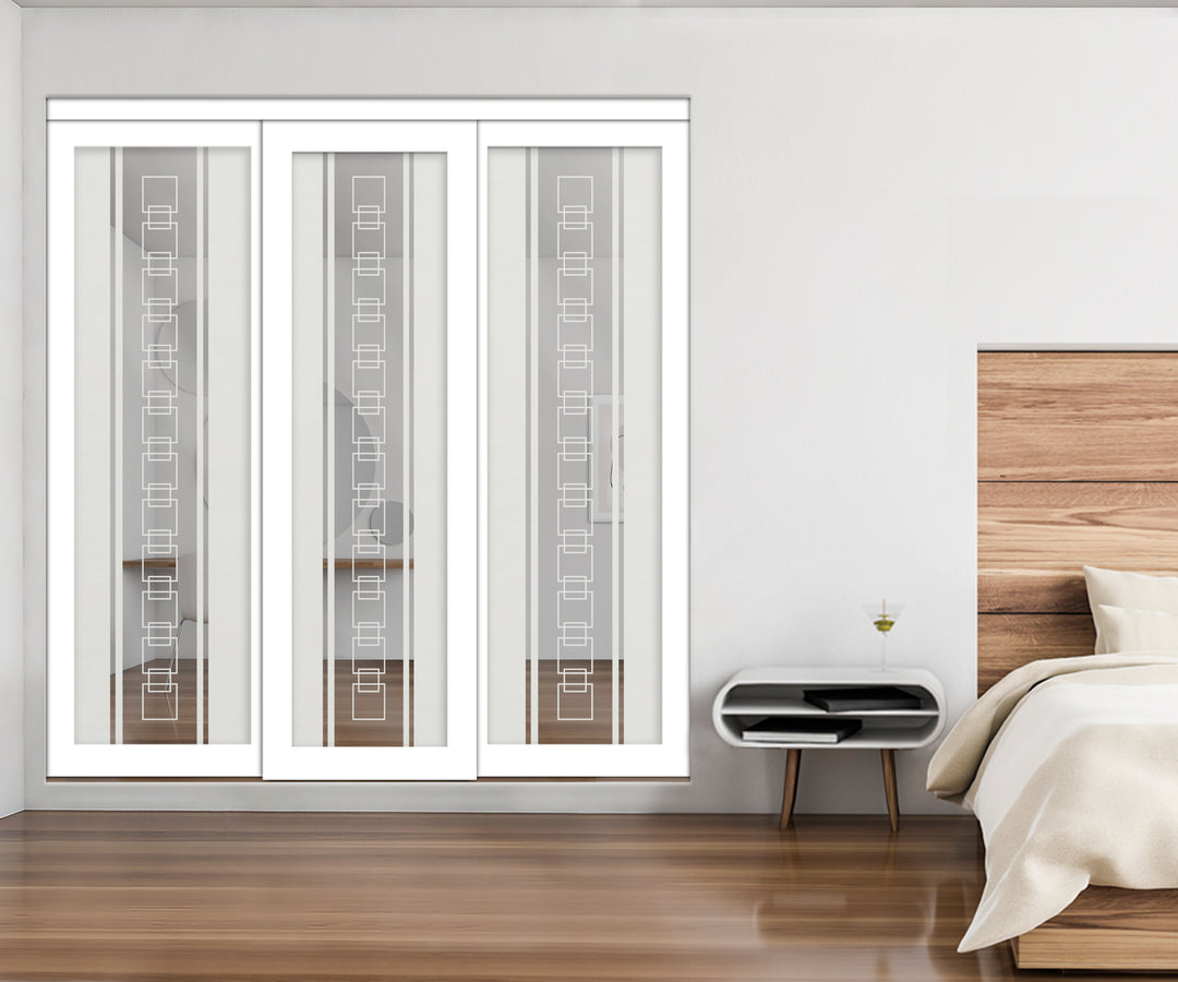 3 Leaf Mirror Effect Bypass Closet Door MEC3 - 0198 - DoorDiscounter