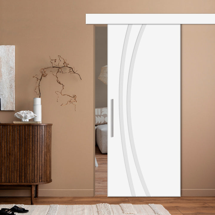 Modern Interior Flush Sliding Barn Door with CNC Router Design MICD - 3542 - DoorDiscounter