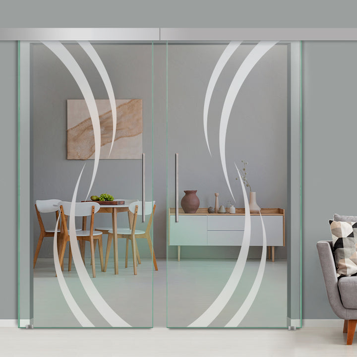 Double Sliding Glass Barn Door A100 SGB2 - 3738 - DoorDiscounter
