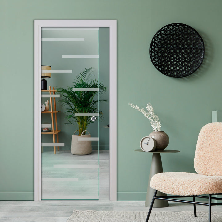 SLIDING POCKET GLASS DOOR WITH TRACK SYSTEM SPTS - 2553 - DoorDiscounter