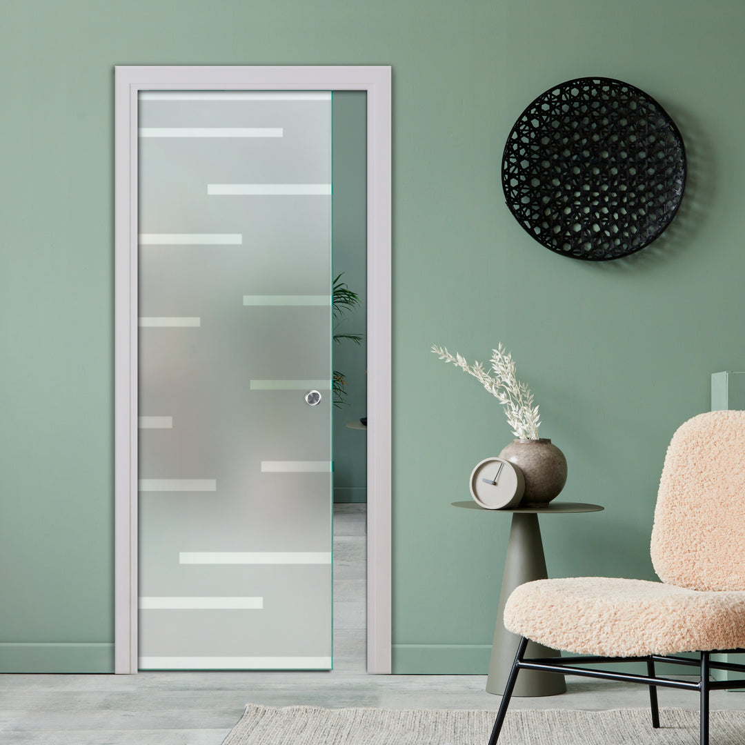 SLIDING POCKET GLASS DOOR WITH TRACK SYSTEM SPTS - 2553 - DoorDiscounter