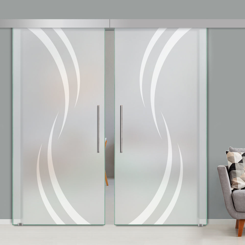 Double Sliding Glass Barn Door A100 SGB2 - 3738 - DoorDiscounter