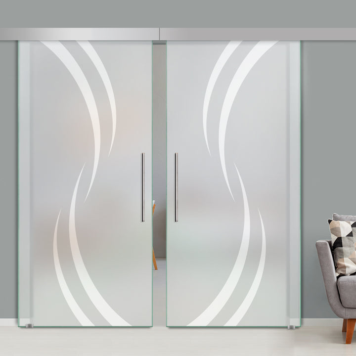 Double Sliding Glass Barn Door A100 SGB2 - 3738 - DoorDiscounter