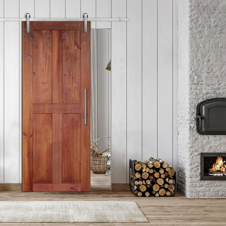 Rustic  Barn Door with Wire Brushed Pattern WBPD - 1096 - DoorDiscounter