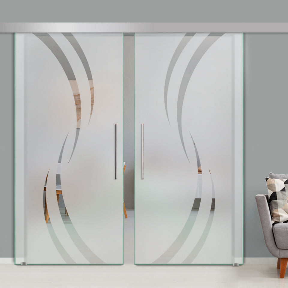 Double Sliding Glass Barn Door A100 SGB2 - 3738 - DoorDiscounter