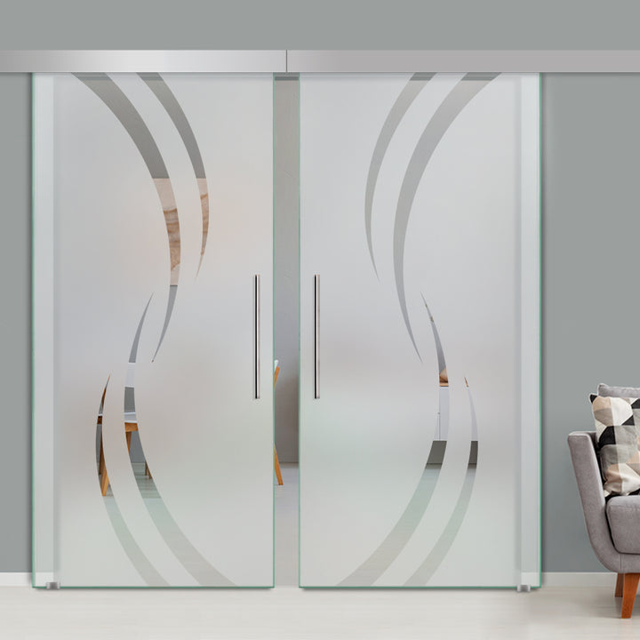 Double Sliding Glass Barn Door A100 SGB2 - 3738 - DoorDiscounter