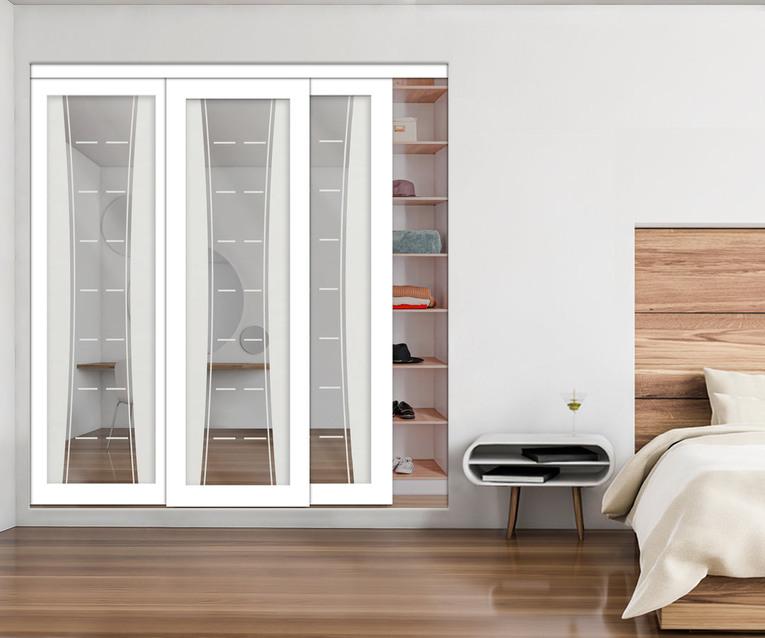 3 Leaf Mirror Effect Bypass Closet Door MEC3 - 0200 - DoorDiscounter