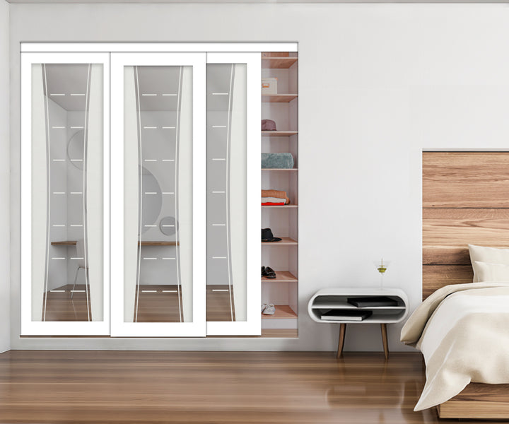 3 Leaf Mirror Effect Bypass Closet Door MEC3 - 0200 - DoorDiscounter
