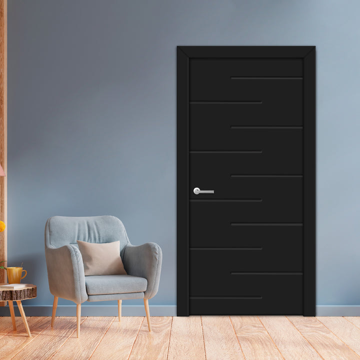 Interior Hinged Flush Door with Engraved Design IHFD - 1258 - DoorDiscounter