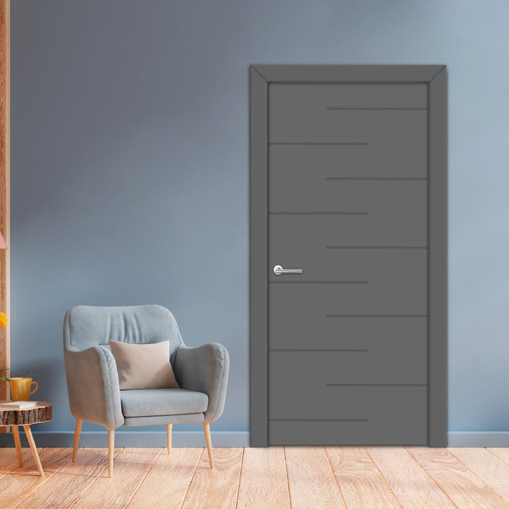 Interior Hinged Flush Door with Engraved Design IHFD - 1258 - DoorDiscounter