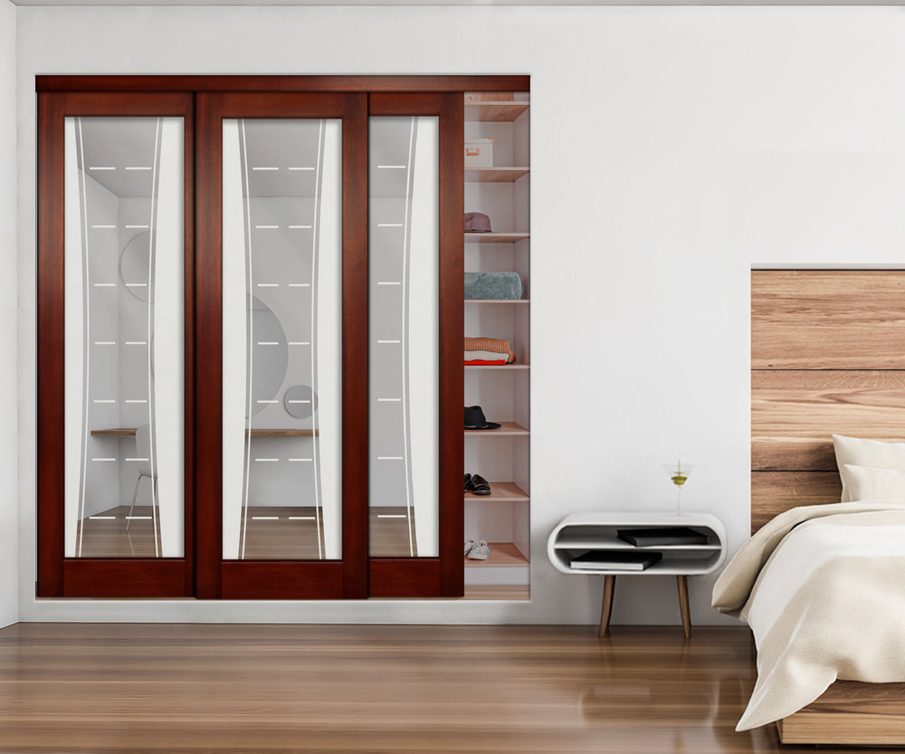 3 Leaf Mirror Effect Bypass Closet Door MEC3 - 0200 - DoorDiscounter