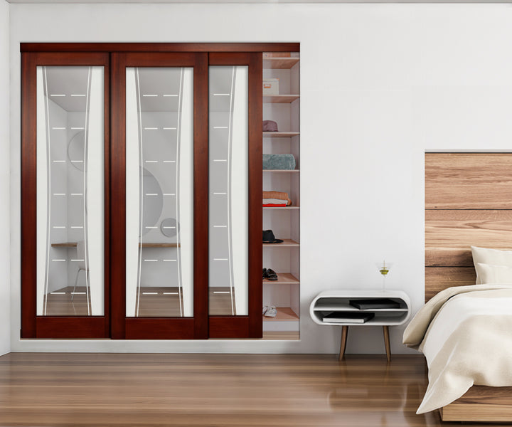 3 Leaf Mirror Effect Bypass Closet Door MEC3 - 0200 - DoorDiscounter