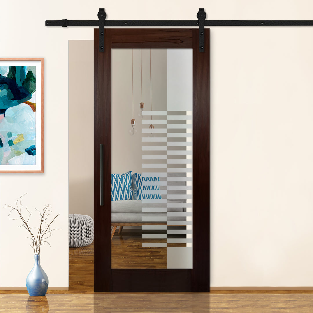 Sliding Barn Door with Frosted Design SBDF - 2401 - DoorDiscounter
