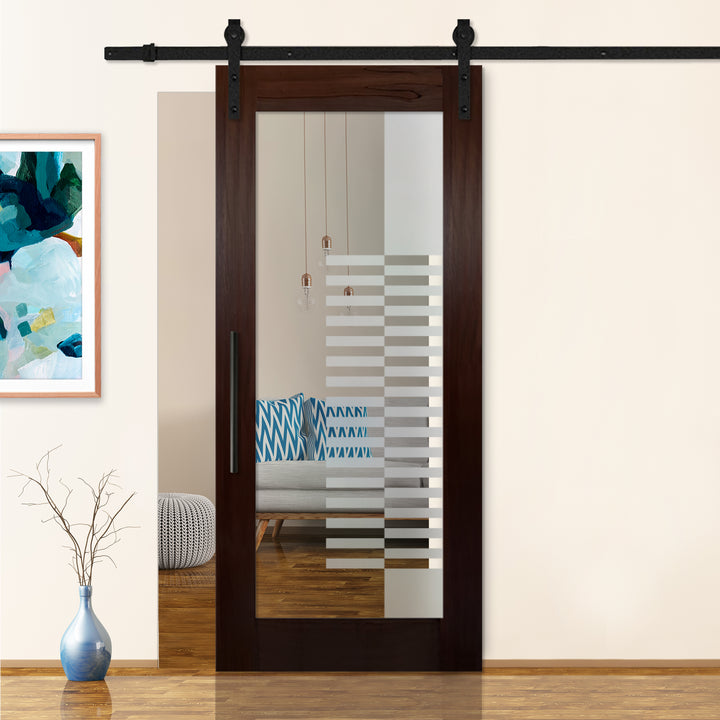 Sliding Barn Door with Frosted Design SBDF - 2401 - DoorDiscounter