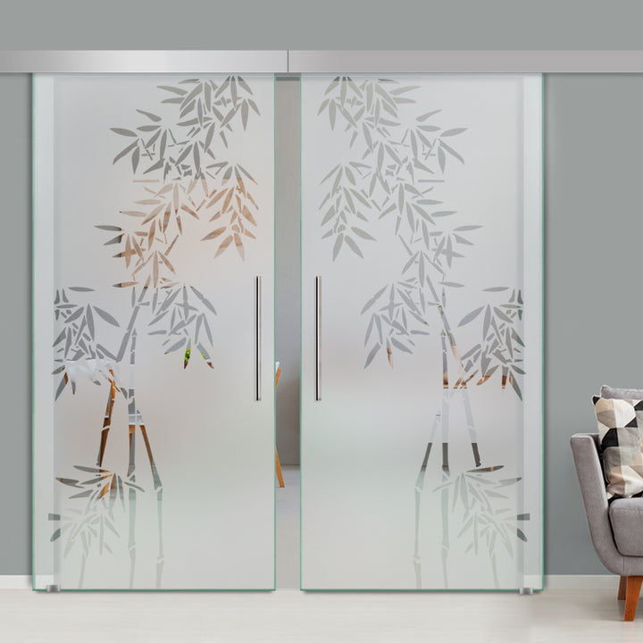 Double Sliding Glass Barn Door A100 SGB2 - 3739 - DoorDiscounter