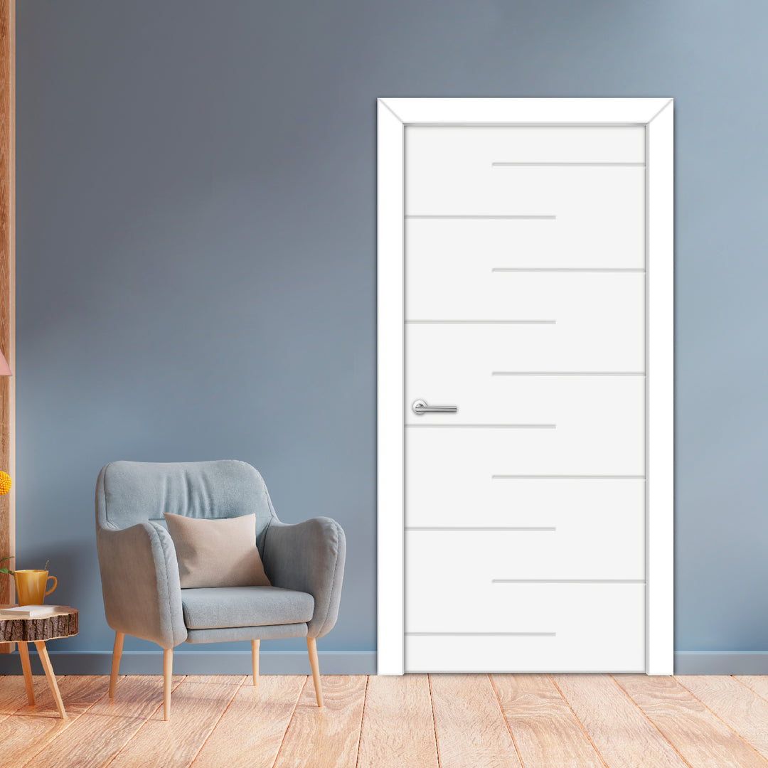 Interior Hinged Flush Door with Engraved Design IHFD - 1258 - DoorDiscounter