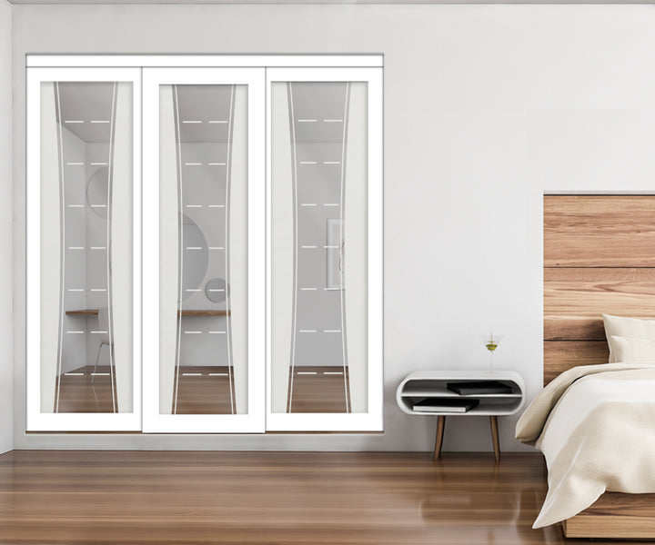 3 Leaf Mirror Effect Bypass Closet Door MEC3 - 0200 - DoorDiscounter