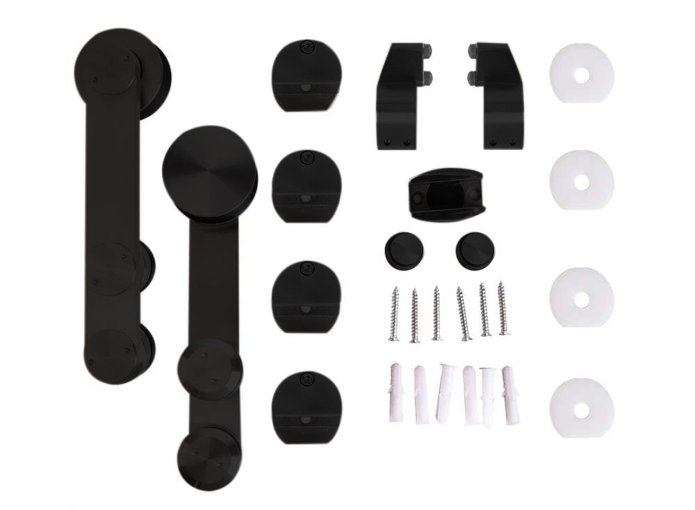 V1000 Carbon Steel Sliding Glass Barn Door Hardware Kit AJGA - 3476 - DoorDiscounter