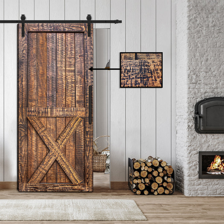 36" x 84" (Ready to Ship) Rustic Ranch Barn Door with Saw Pattern | ++Liquidation Sale++