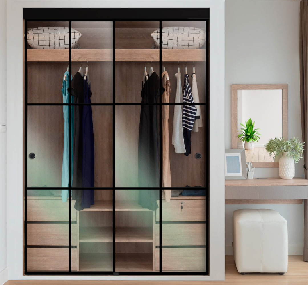 INDUSTRIAL STYLE FRAMELESS CLOSET SLIDING GLASS DOORS IFGD - 3025 - DoorDiscounter