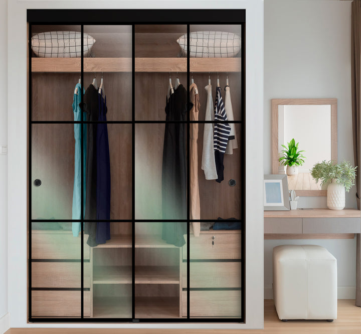 INDUSTRIAL STYLE FRAMELESS CLOSET SLIDING GLASS DOORS IFGD - 3025 - DoorDiscounter