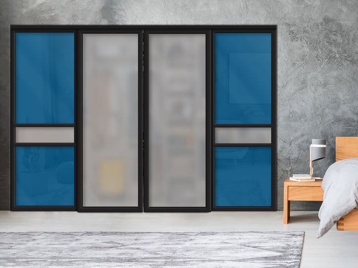 Sliding Bypass Closet Door with Glass & Mirror Panel Inserts MBS4 -0556 - DoorDiscounter