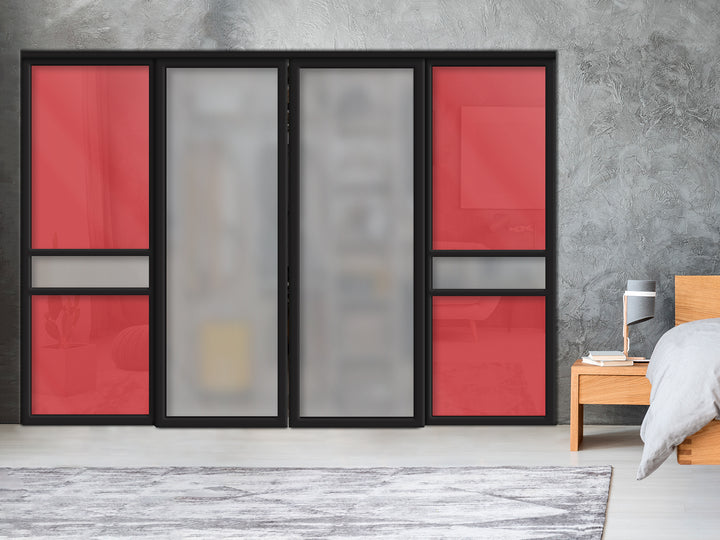 Sliding Bypass Closet Door with Glass & Mirror Panel Inserts MBS4 -0553 - DoorDiscounter