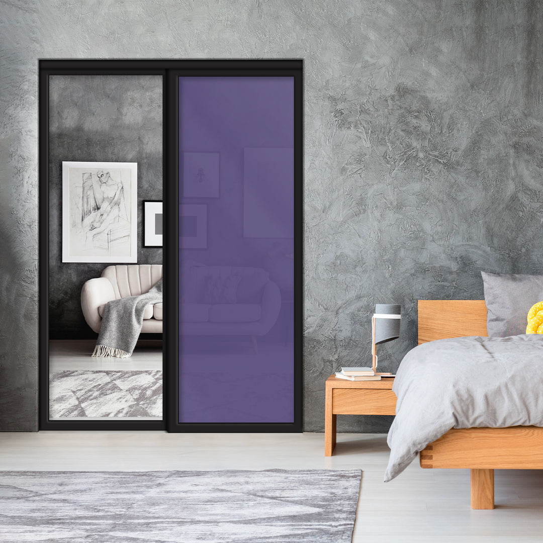Sliding Bypass Closet Door with Glass & Mirror Panel Inserts MBS2 - 0544 - DoorDiscounter