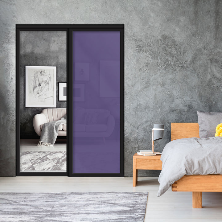 Sliding Bypass Closet Door with Glass & Mirror Panel Inserts MBS2 - 0544 - DoorDiscounter