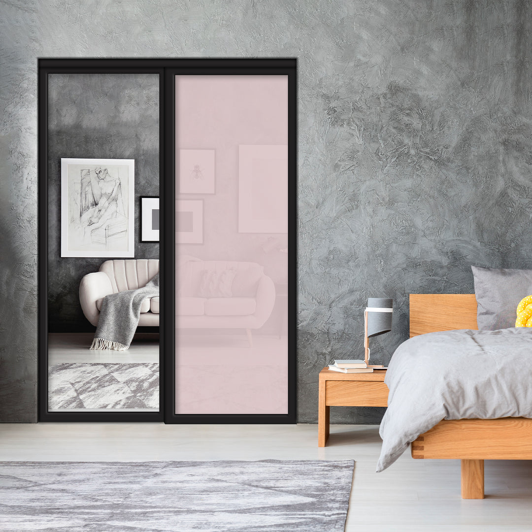 Sliding Bypass Closet Door with Glass & Mirror Panel Inserts MBS2 - 0547 - DoorDiscounter