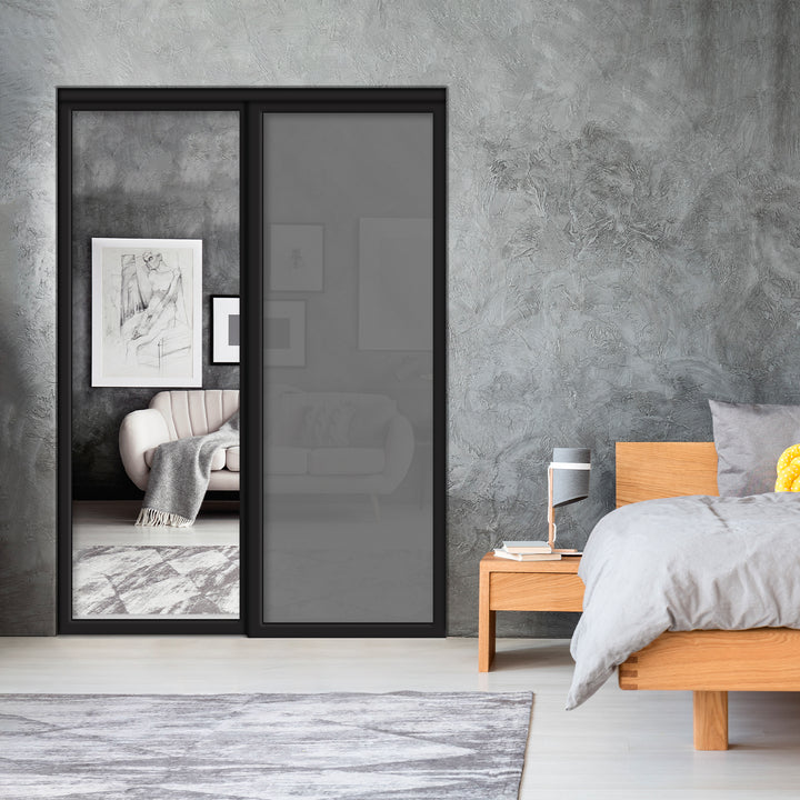 Sliding Bypass Closet Door with Glass & Mirror Panel Inserts MBS2 - 0548 - DoorDiscounter